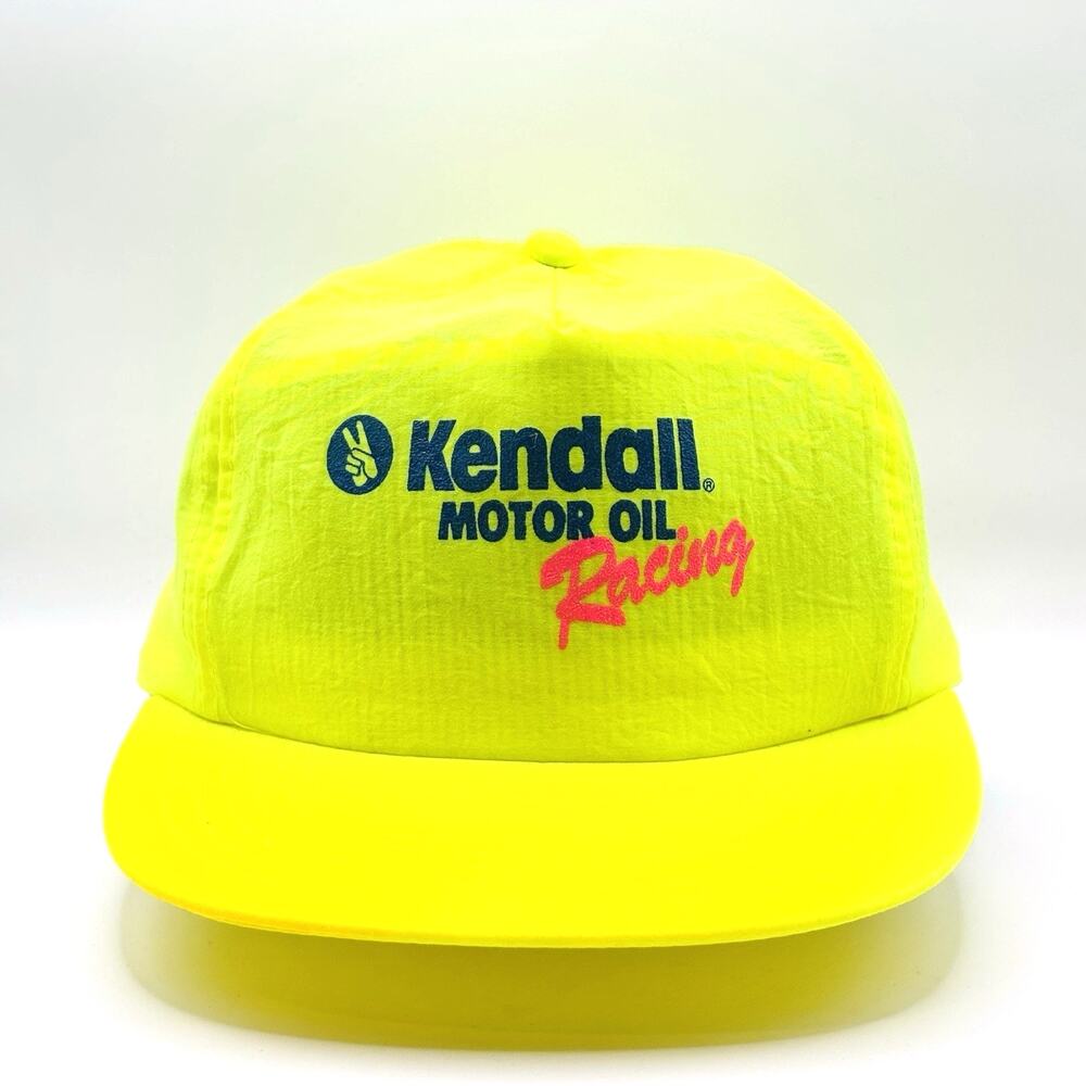 Vintage Kendall Motor Oil Racing Snapback Hat Oil Advertising Nylon 80’s Neon